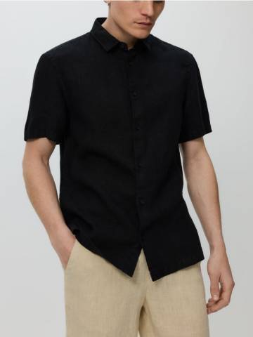 Reserved - Лляна сорочка regular fit - чорний - 163EG-99X