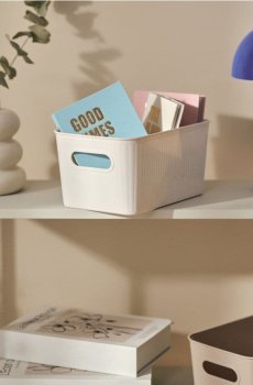 Коробка для зберігання з ручками - кремовий