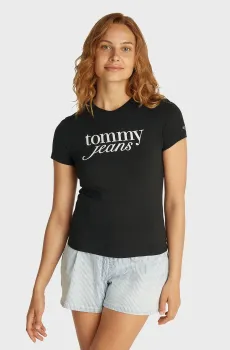 Женская черная футболка TJW SLIM ESSENTIAL LOGO TEE EXT Черный XS Tommy Jeans DW0DW19447