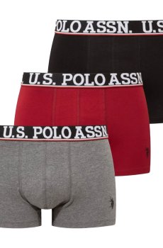Трусы-боксеры мужские U.S. Polo Assn. 80533, Burgundy/Black/Anthracite Melange, размер XL, 3 шт