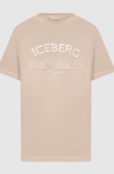 Бежевая футболка с вышивкой логотипа