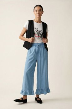 Штани з воланами та кишенями з ліоцелу - light blue