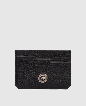 Черный кожаный картхолдер с эмблемой