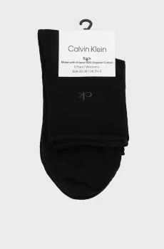 Женские черные носки (2 пары) CK WOMEN SHORT SOCK  ROLL TOP Черный 39-42 Calvin Klein 701229681