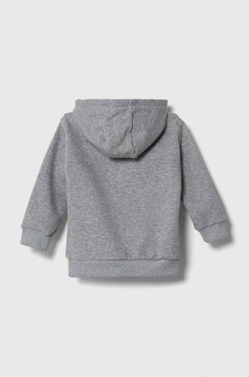 Детская кофта Lacoste цвет серый с капюшоном однотонная Детская кофта Lacoste цвет серый с капюшоном однотонная