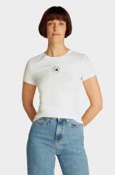 Женская белая футболка SLIM ESSENTIAL LOGO 2 Белый M Tommy Jeans DW0DW20316