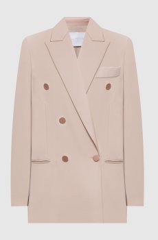 Розовый двубортный жакет с шерстью