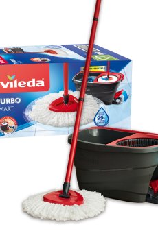 Уценка! Набор для уборки Vileda Turbo Smart (швабра ,14.5*14.5 см + ведро с отжимом, 45*24*26 см, 10 л)