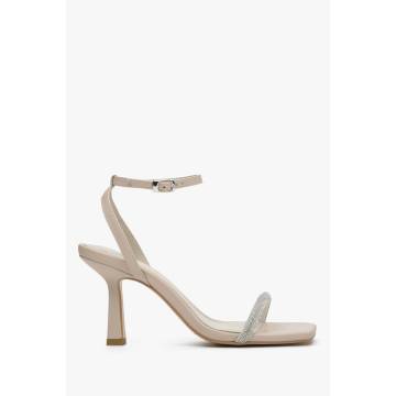 Босоніжки Ankle strap зі стразами бежеві Estro ER00113180 Босоніжки Ankle strap зі стразами бежеві Estro ER00113180