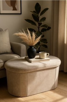 Пуф із функцією зберігання - кремовий