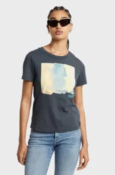 Женская темно-синяя футболка Abstract water color print Синий XS G-Star RAW D24643,4107