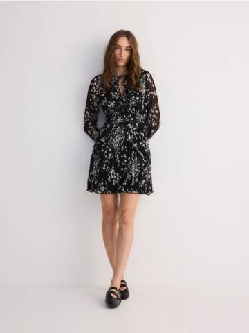 Reserved - Сукня-міні з візерунком - чорний - 413DR-99X Reserved - Сукня-міні з візерунком - чорний - 413DR-99X