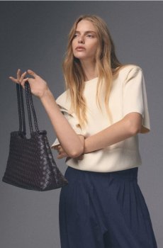 Reserved - Плетена сумка-шоппер - темно коричневий - 797FC-89X