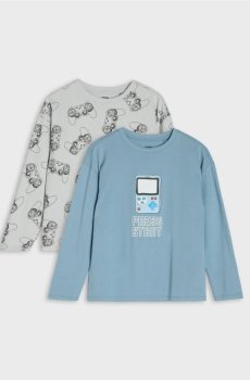 Бавовняні футболки з принтом 2 pack - mid blue