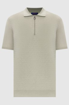 Поло цвета хаки из шерсти, кашемира и шелка