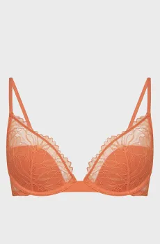 Женский оранжевый бюстгальтер LIGHTLY LINED PLUNGE Оранжевый 34C Calvin Klein 000QF7525E