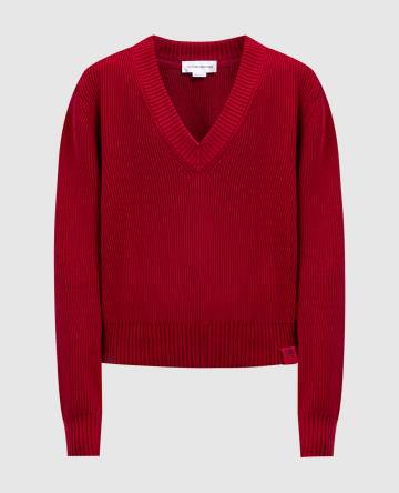 Бордовый пуловер с монограммой логотипа Бордовый пуловер с монограммой логотипа