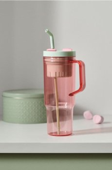 Бутилка зі соломинкою - рожевий