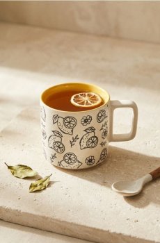 Керамічне горня з ручкою - жовтий