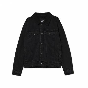 Cropp - Джинсова куртка на штучному хутрі - чорний Cropp - Джинсова куртка на штучному хутрі - чорний