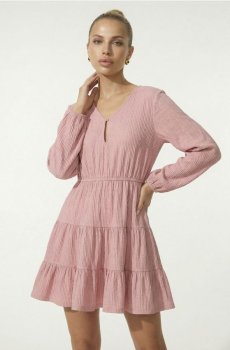 Міні сукня babydoll зі структурованого матеріалу - рожевий