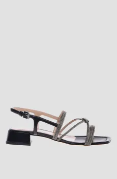 Женские черные кожаные босоножки Черный 37 Baldinini D5E164P3NPST;0000