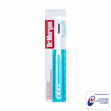 Зубная щетка Dr. Morgen Double Care средней жесткости, голубая, 1 шт Зубная щетка Dr. Morgen Double Care средней жесткости, голубая, 1 шт