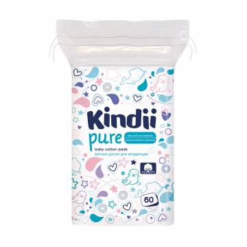 Детские ватные диски Cleanic Kindii Pure Cotton Pads, 60 шт Детские ватные диски Cleanic Kindii Pure Cotton Pads, 60 шт