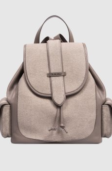 Коричневый комбинированный рюкзак с брендовым патчем