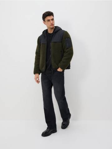 Reserved - Куртка шерпа - темно-зелений - 014FW-79X Reserved - Куртка шерпа - темно-зелений - 014FW-79X