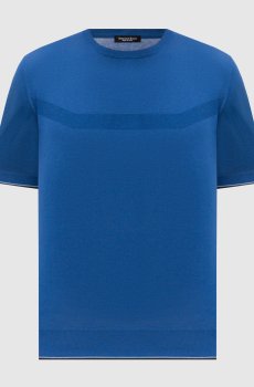 Голубая футболка с узором монограммы логотипа