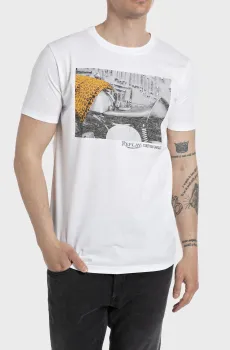 Мужская белая футболка Белый L Replay M6801 .000.2660