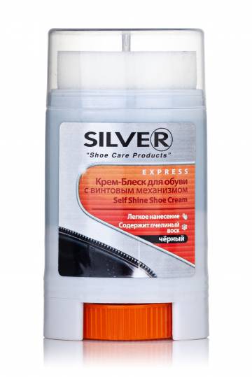Крем-блеск SILVER для обуви с винтовым механизмом чёрный 50 мл Крем-блеск SILVER для обуви с винтовым механизмом чёрный 50 мл