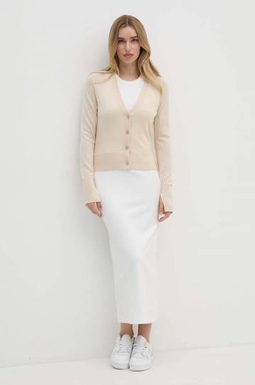 Шерстяной кардиган Calvin Klein цвет бежевый лёгкий K20K207574 Шерстяной кардиган Calvin Klein цвет бежевый лёгкий K20K207574