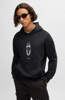 Мужское черное худи Черный L HUGO 50525054;001