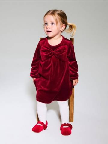 Платье с бантиком - бордовий