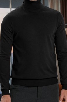 Класичний светр з високим коміром - чорний