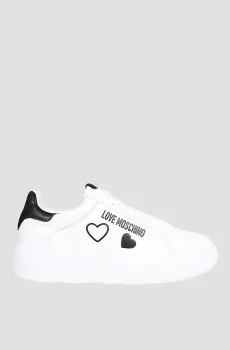 Женские белые кожаные сникерcы Белый 37 Moschino JA15904G0H.IA1;10A