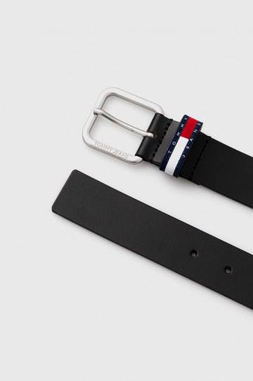 Кожаный ремень Tommy Jeans мужской цвет чёрный Кожаный ремень Tommy Jeans мужской цвет чёрный