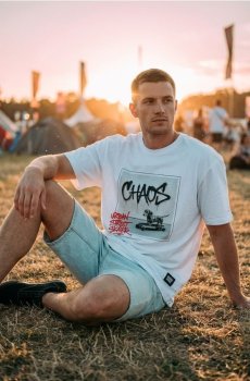 Бавовняна футболка comfort fit з принтом - білий