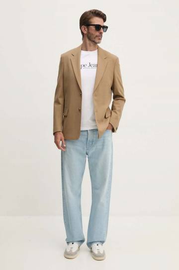 Хлопковая футболка Pepe Jeans ALBERT мужская цвет белый с принтом PM509432 Хлопковая футболка Pepe Jeans ALBERT мужская цвет белый с принтом PM509432
