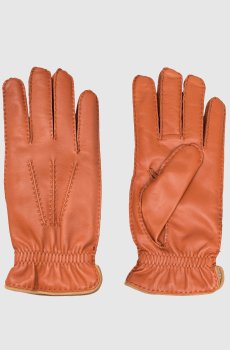 Оранжевые кожаные перчатки