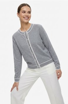 Кардиган із контрастною окантовкою - сірий