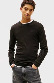 Мужской черный лонгслив TJM ORIGINAL RIB LONGSLEEVE TEE Черный XL Tommy Jeans DM0DM04409