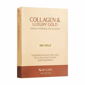 Гидрогелевая маска для лица 3W Clinic Collagen & Luxury Gold Energy Hydrogel Facial Mask с золотом, 30 г Гидрогелевая маска для лица 3W Clinic Collagen & Luxury Gold Energy Hydrogel Facial Mask с золотом, 30 г