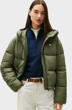Женский зеленый пуховик PUFFER Зеленый XS Tommy Jeans DW0DW21625