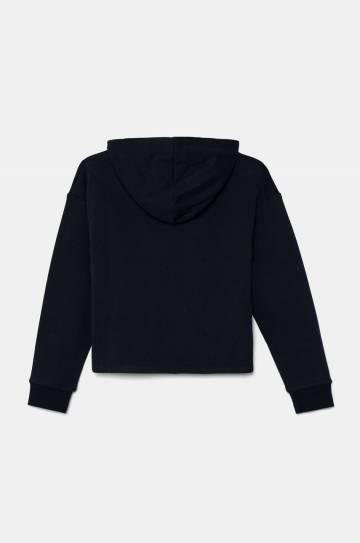 Детская хлопковая кофта Pepe Jeans VICTORIA цвет синий с капюшоном однотонная PG581330 Детская хлопковая кофта Pepe Jeans VICTORIA цвет синий с капюшоном однотонная PG581330