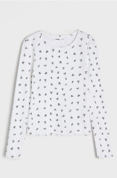 Рифлена блузка - кремовий