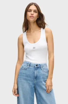 Женская белая майка RIBBED Белый XS Karl Lagerfeld B1W17015