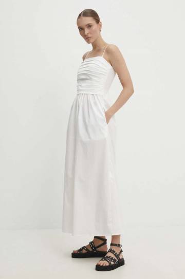 Платье Answear Lab цвет белый maxi расклешённая Платье Answear Lab цвет белый maxi расклешённая